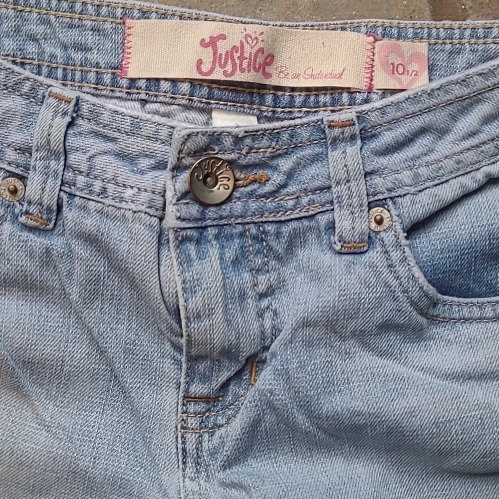 Justice Girls 10 1/2 distressed denim light blue jeans flare
